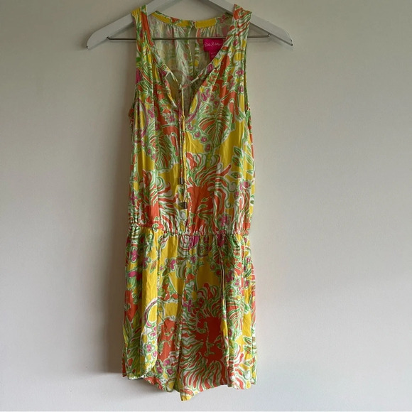 Lily Pulitzer for Target Happy Place floral sleeveless romper size XS - Picture 2 of 9